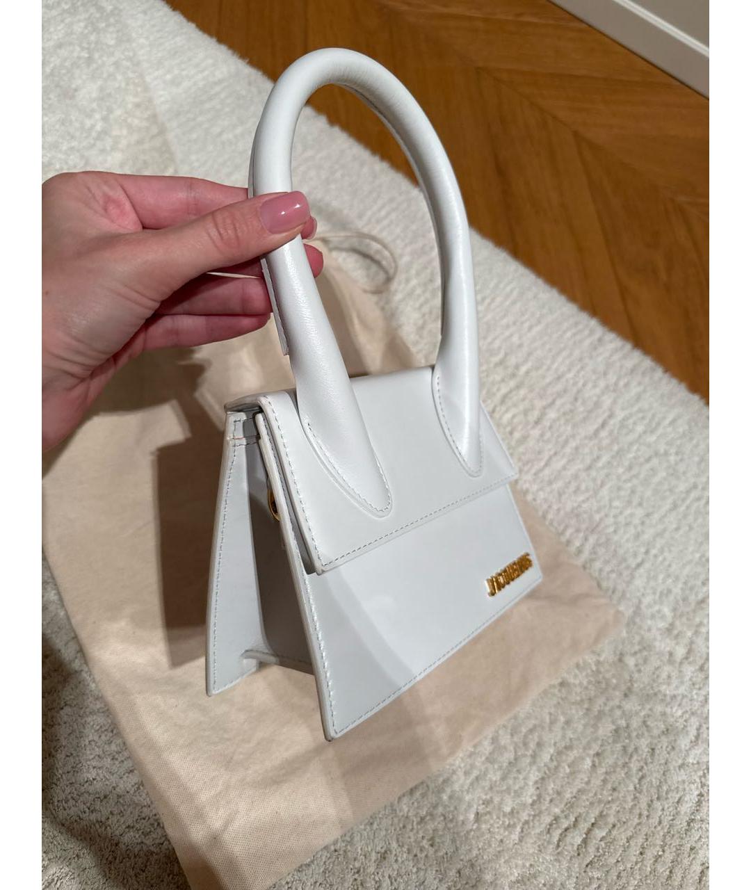 JACQUEMUS Белая кожаная сумка через плечо, фото 2