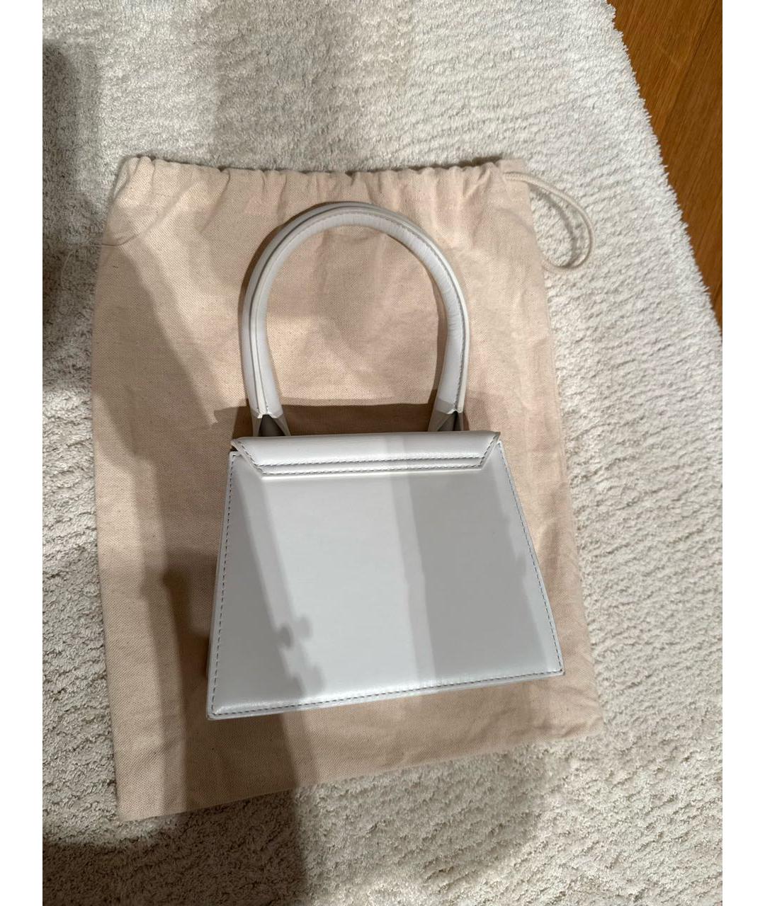 JACQUEMUS Белая кожаная сумка через плечо, фото 3