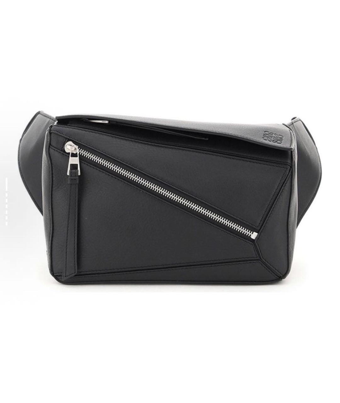 LOEWE Черная кожаная поясная сумка, фото 1
