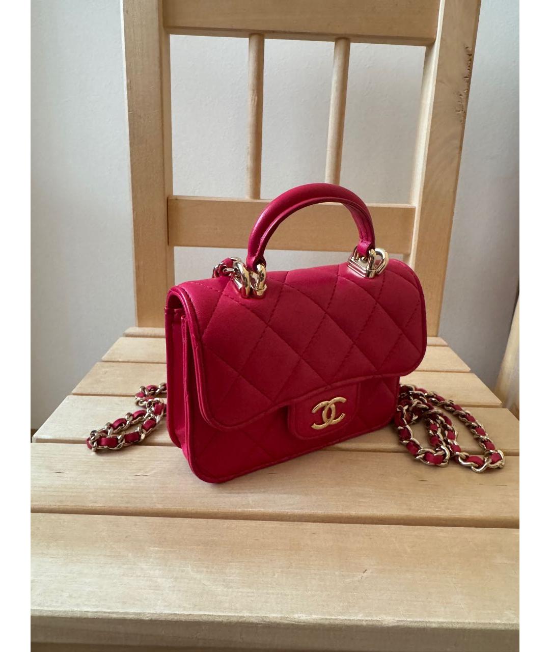 CHANEL Розовая кожаная сумка с короткими ручками, фото 2