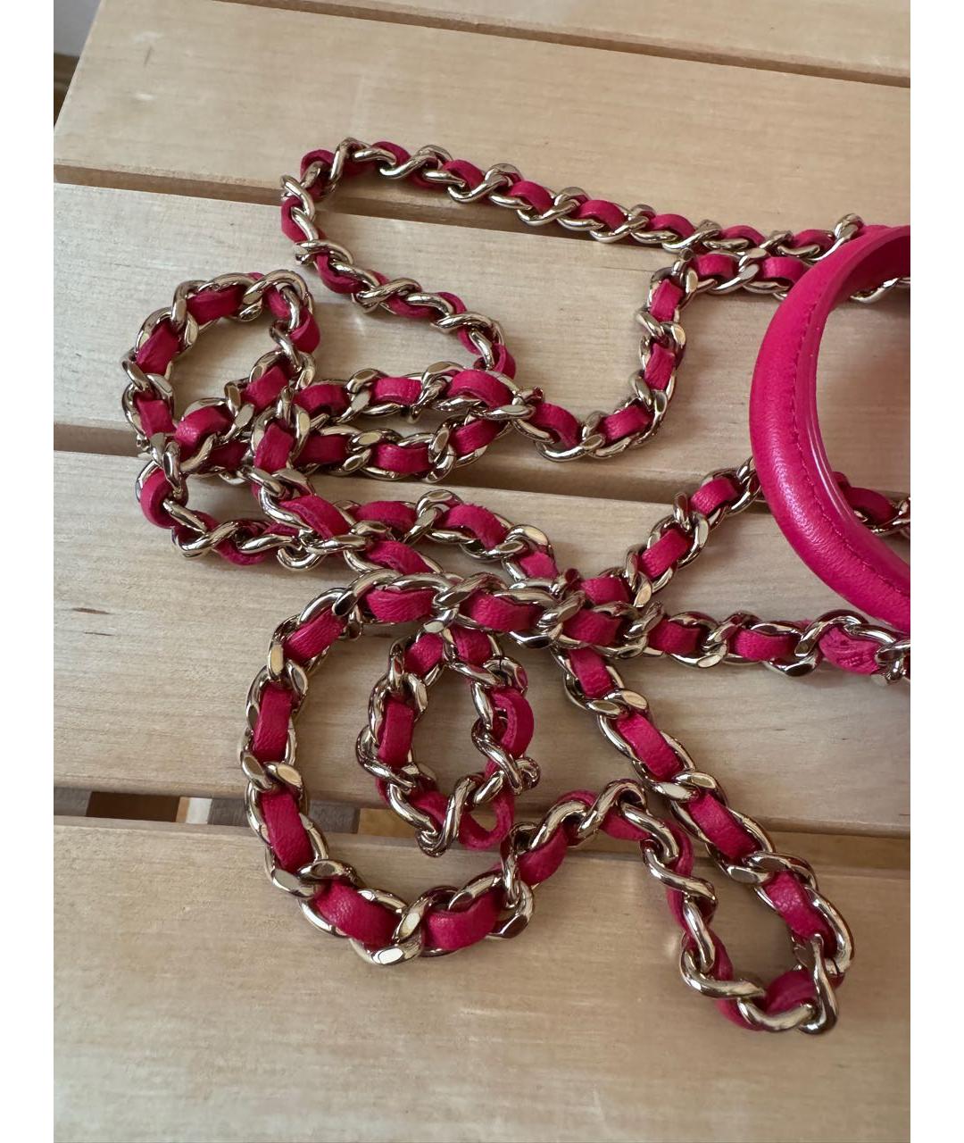 CHANEL Розовая кожаная сумка с короткими ручками, фото 8