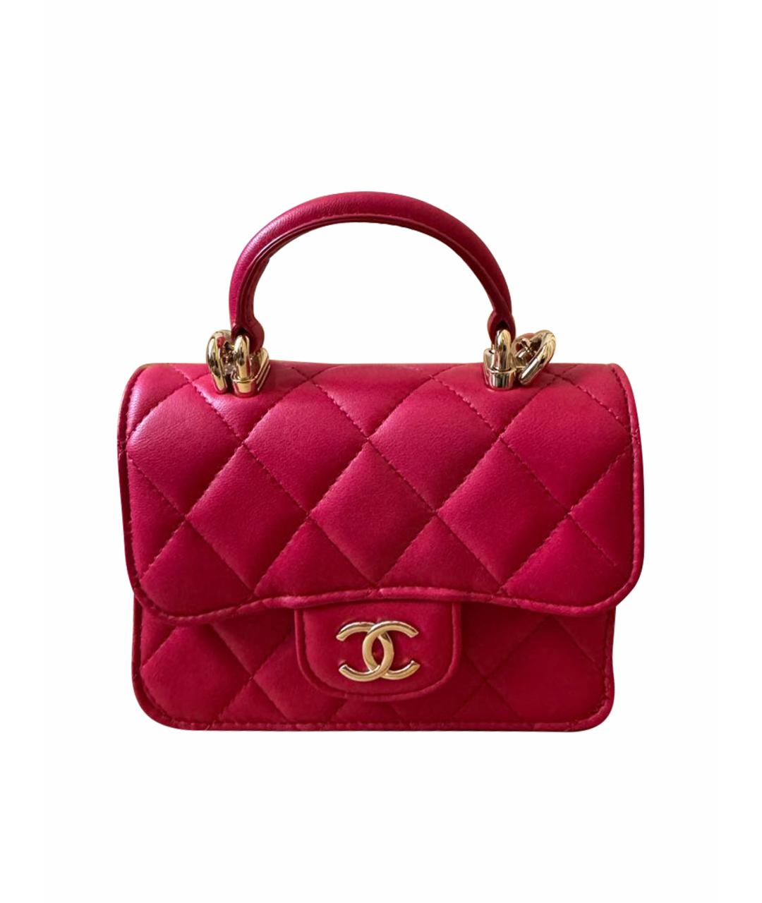 CHANEL Розовая кожаная сумка с короткими ручками, фото 1