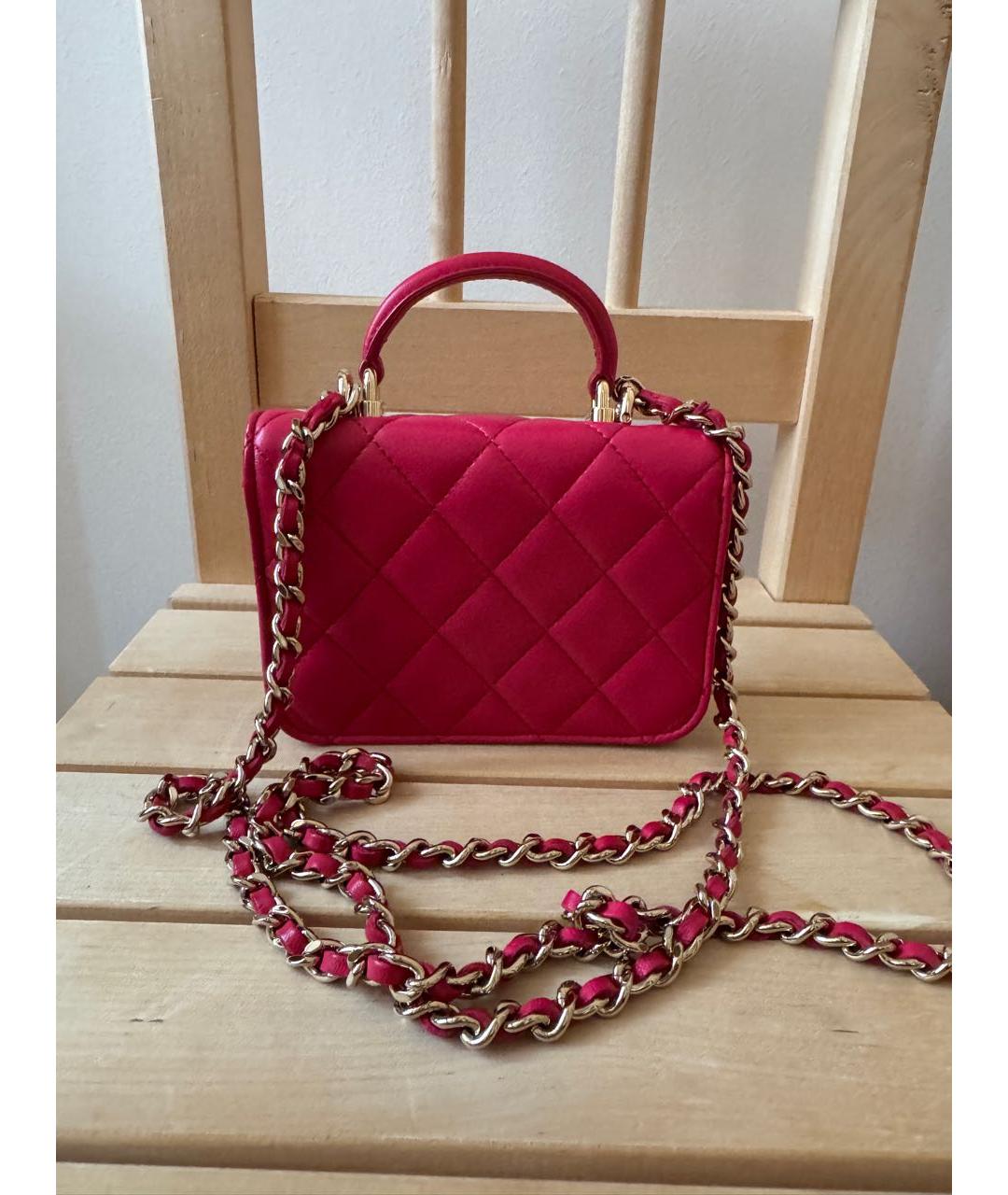 CHANEL Розовая кожаная сумка с короткими ручками, фото 3