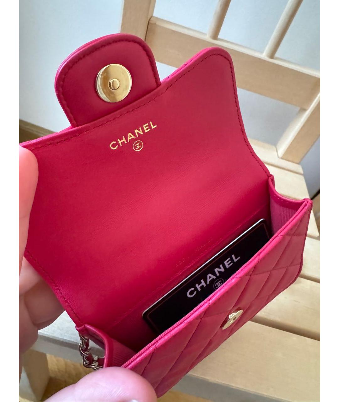 CHANEL Розовая кожаная сумка с короткими ручками, фото 5