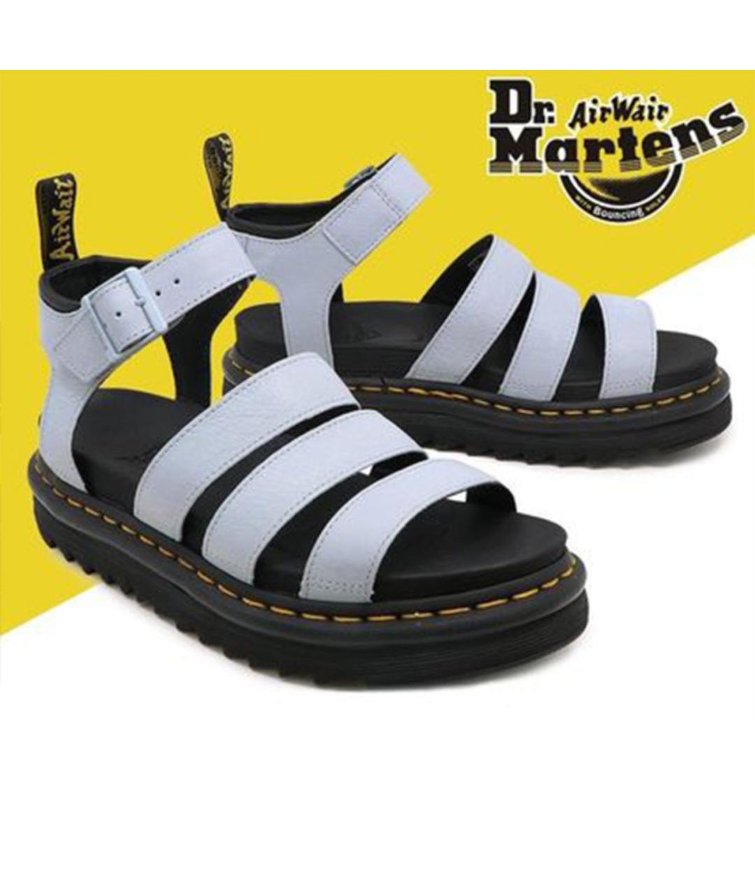 DR. MARTENS Серые кожаные сандалии, фото 7
