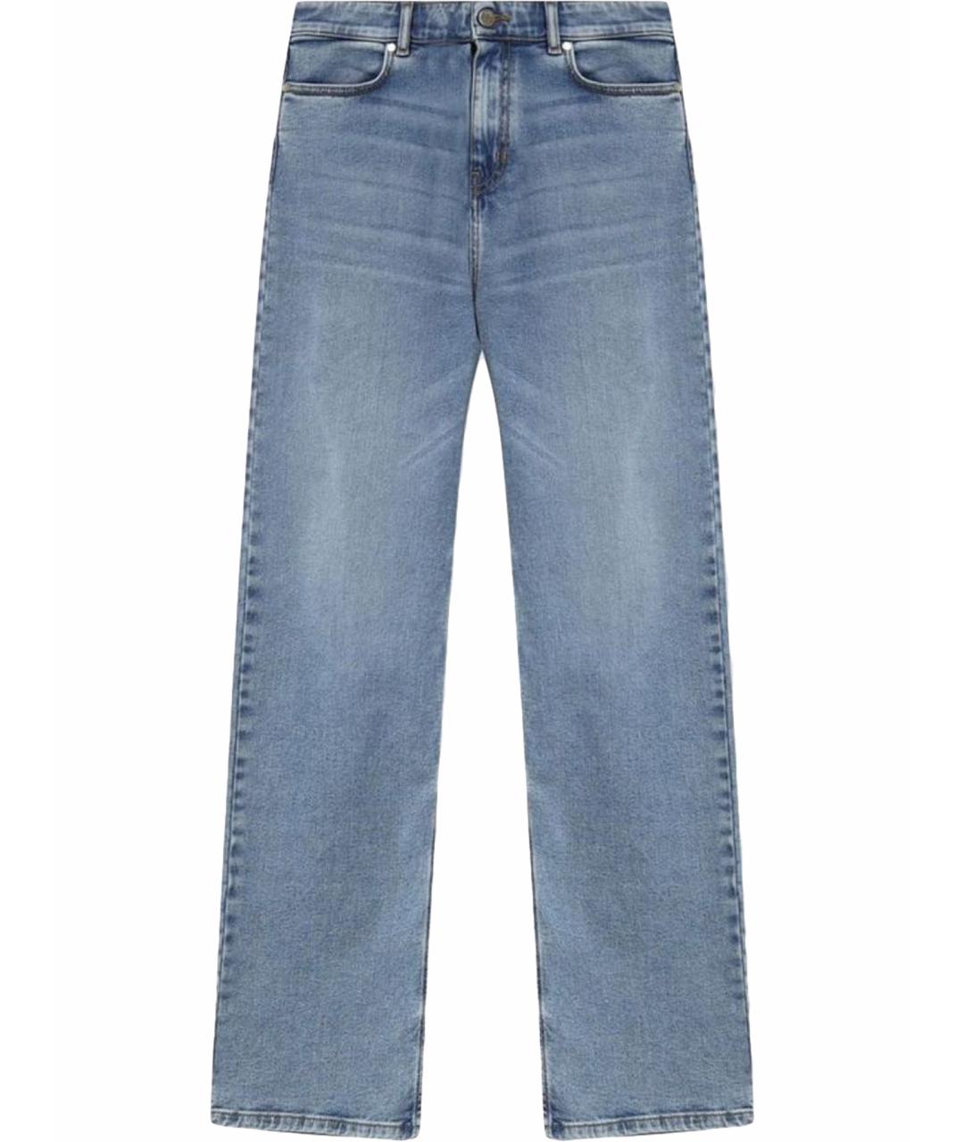 MAX MARA Голубые хлопко-эластановые прямые джинсы, фото 1