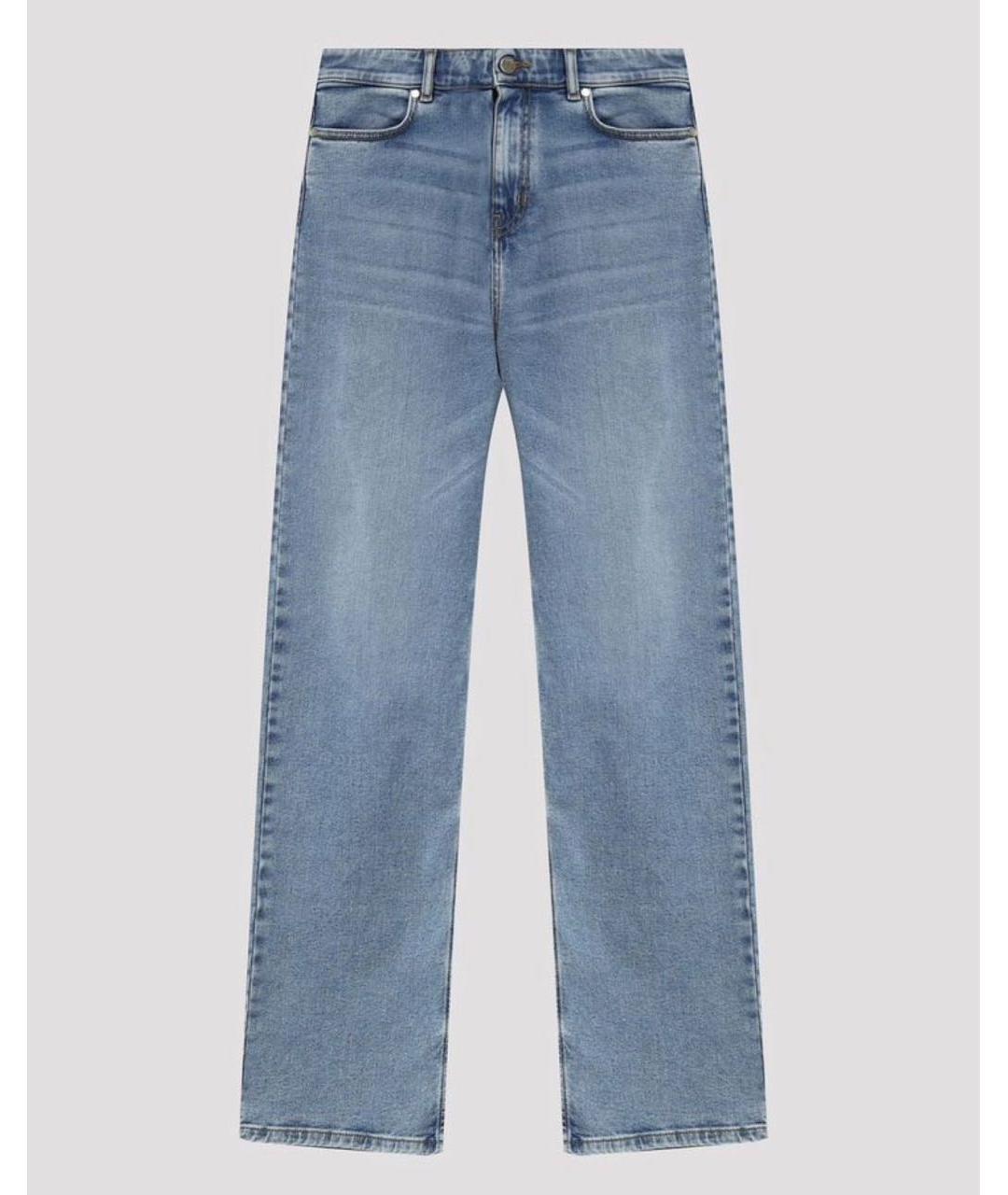 MAX MARA Голубые хлопко-эластановые прямые джинсы, фото 8