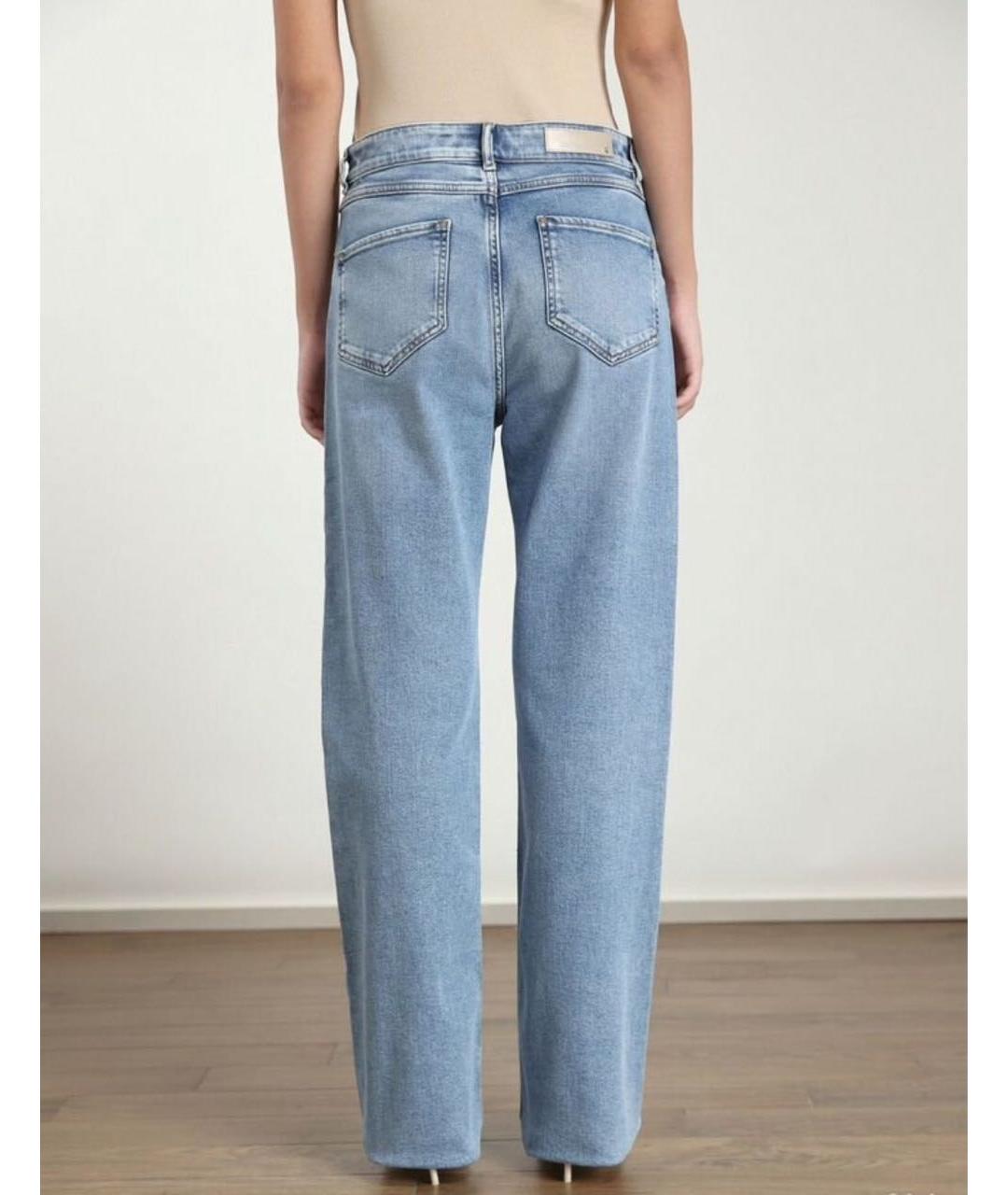 MAX MARA Голубые хлопко-эластановые прямые джинсы, фото 2