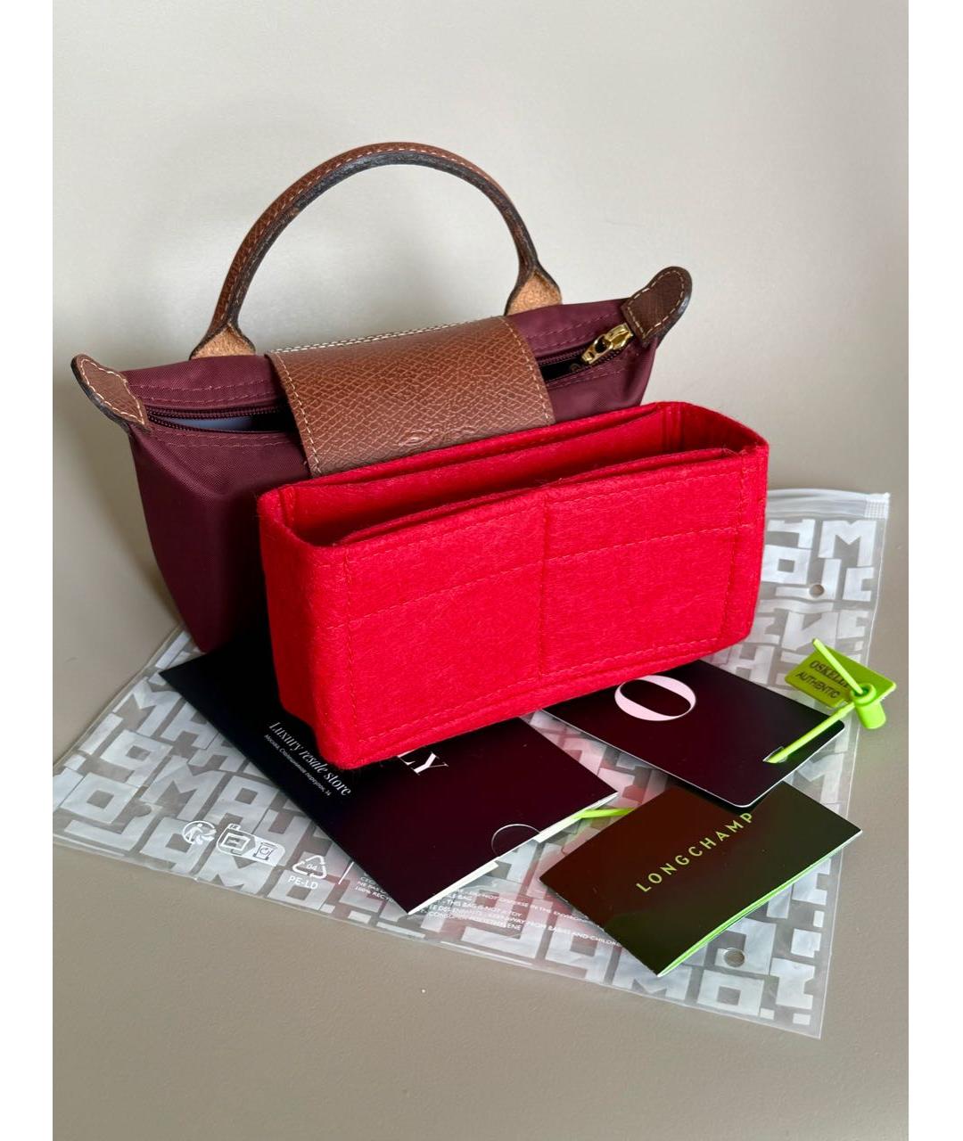 LONGCHAMP Бордовая кожаная сумка с короткими ручками, фото 6