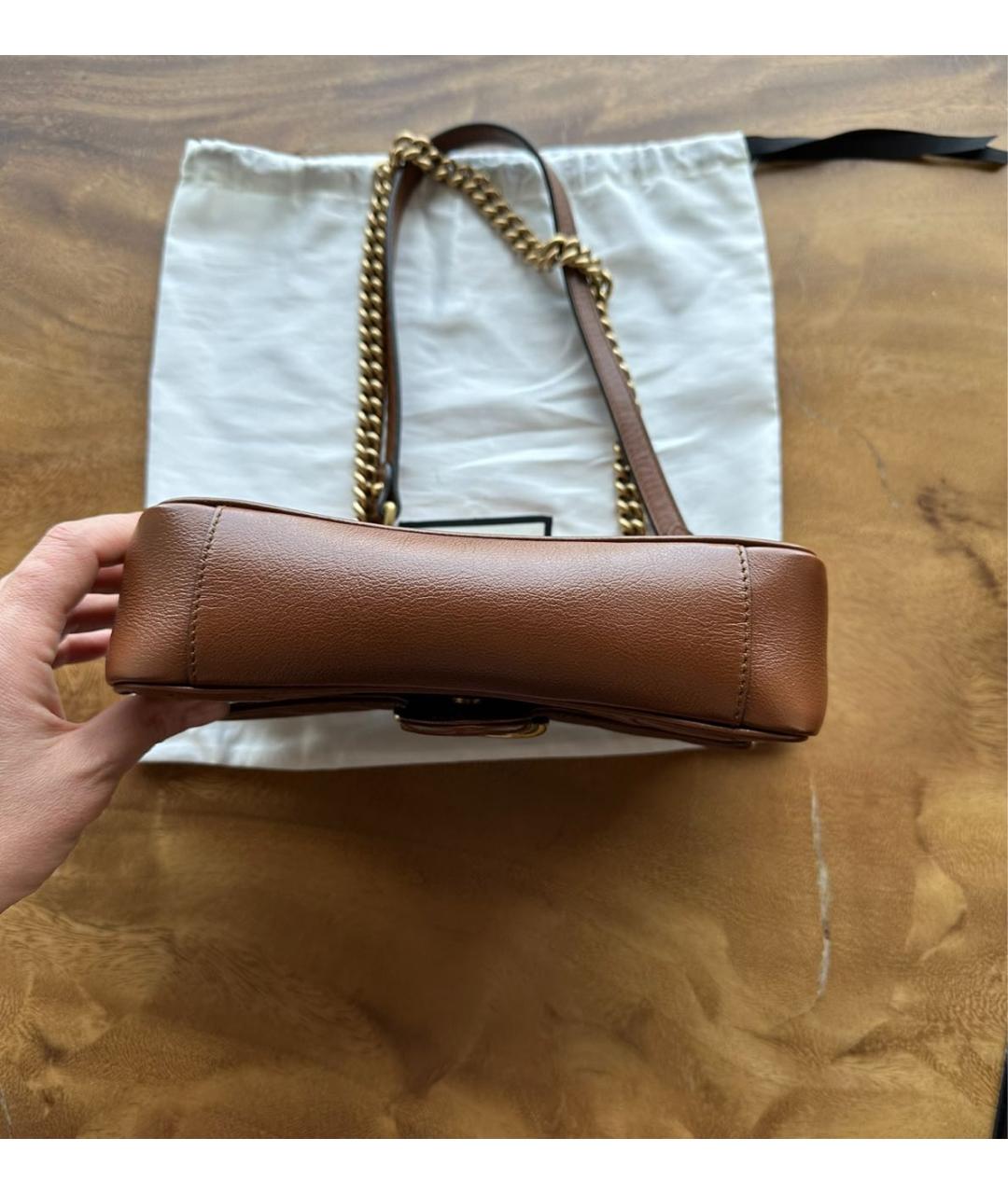 GUCCI Коричневая кожаная сумка через плечо, фото 2
