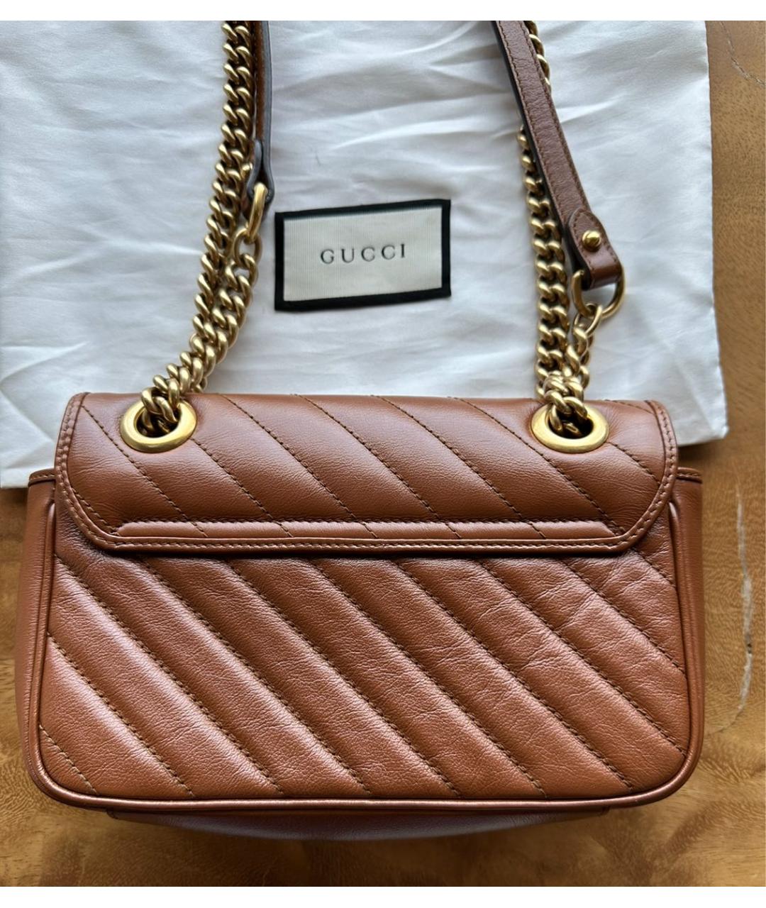 GUCCI Коричневая кожаная сумка через плечо, фото 3
