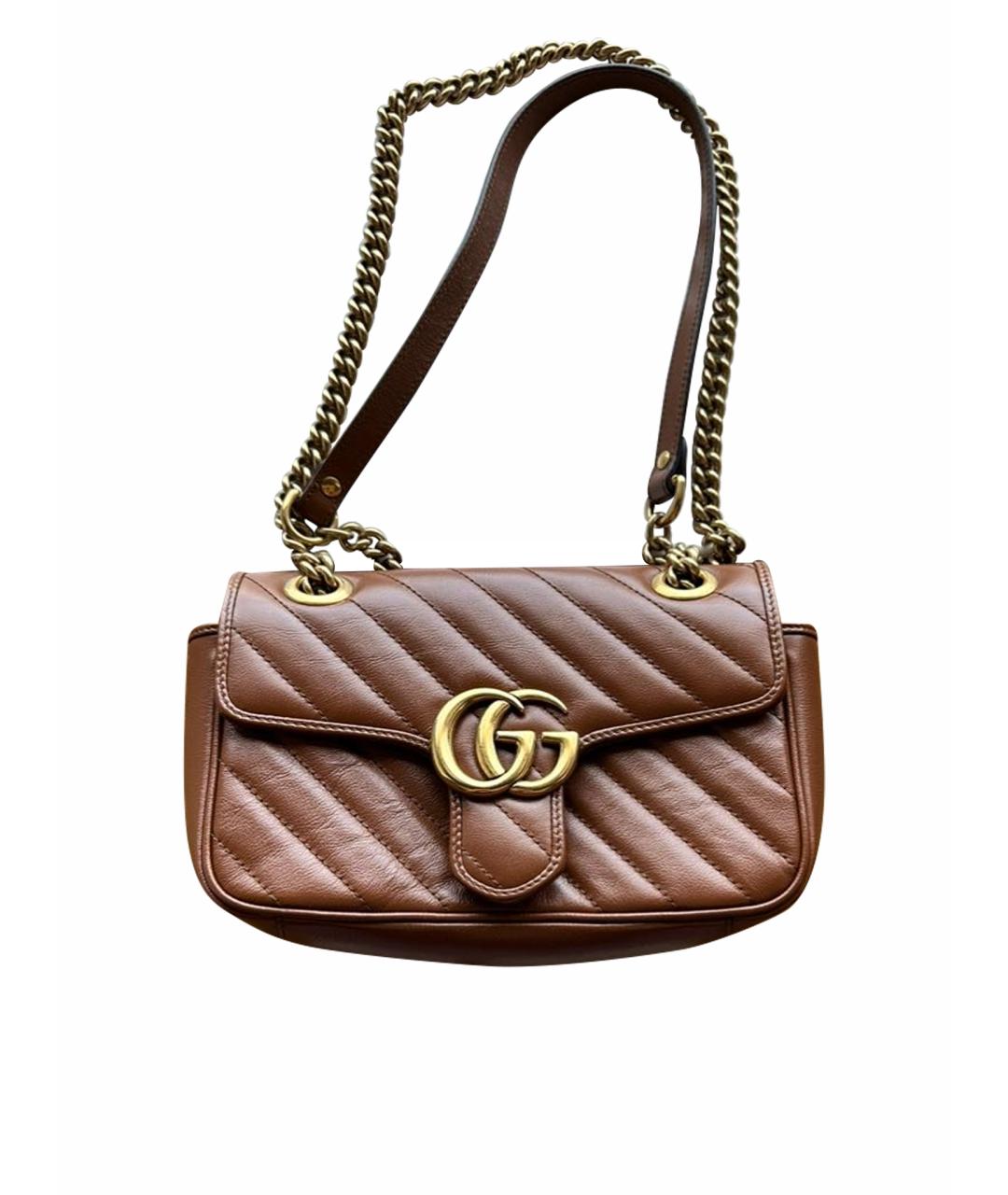 GUCCI Коричневая кожаная сумка через плечо, фото 1
