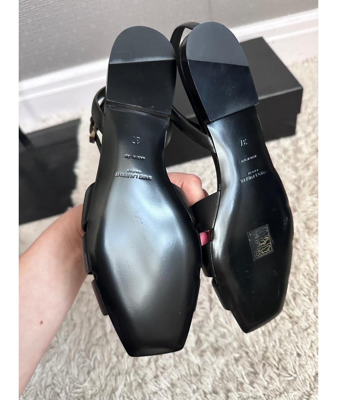 SAINT LAURENT Черные кожаные сандалии, фото 3