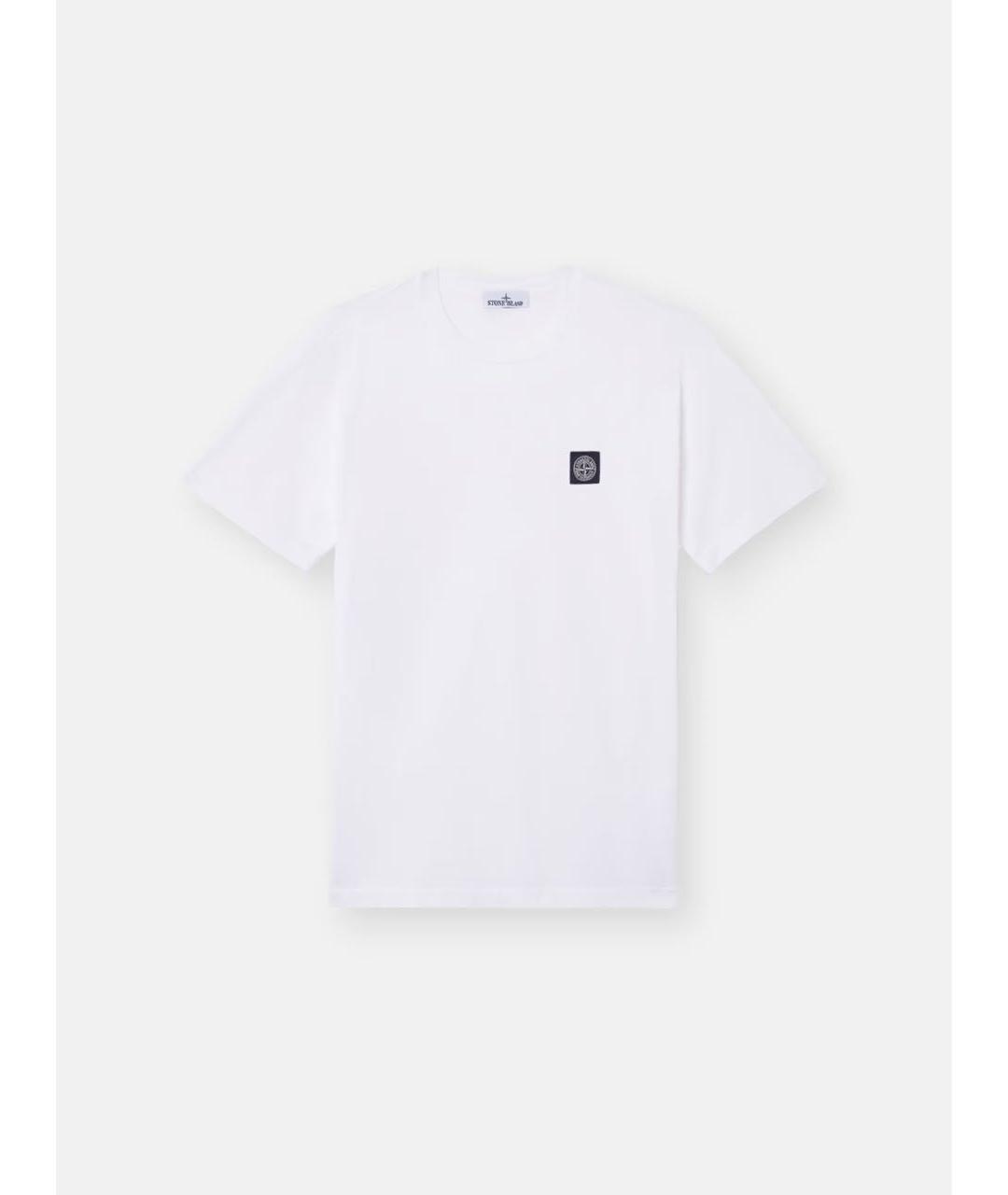 STONE ISLAND Белая хлопковая футболка, фото 8