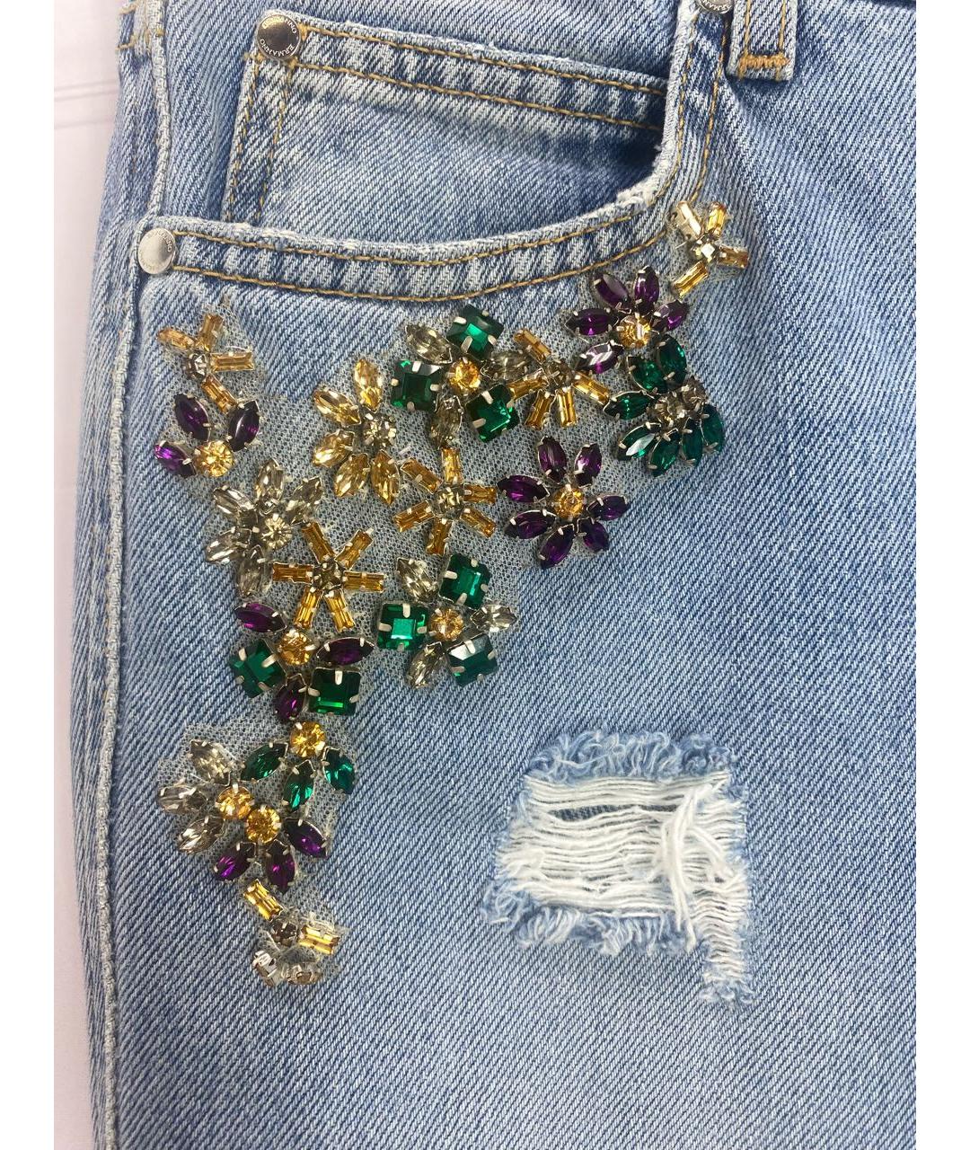 ERMANNO SCERVINO Голубые хлопковые прямые джинсы, фото 4