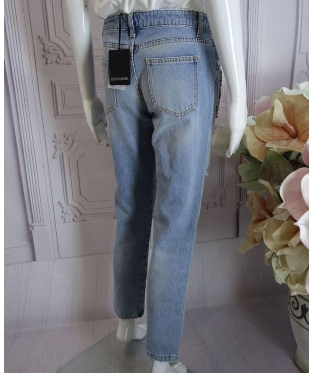 ERMANNO SCERVINO Голубые хлопковые прямые джинсы, фото 6