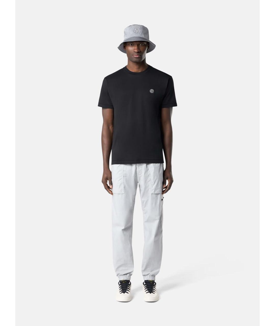 STONE ISLAND Черная хлопковая футболка, фото 5