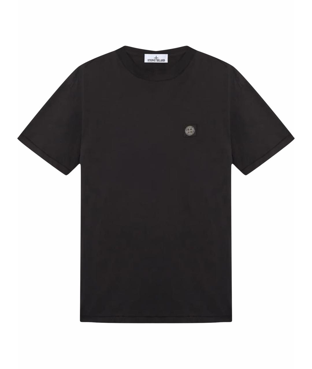 STONE ISLAND Черная хлопковая футболка, фото 1
