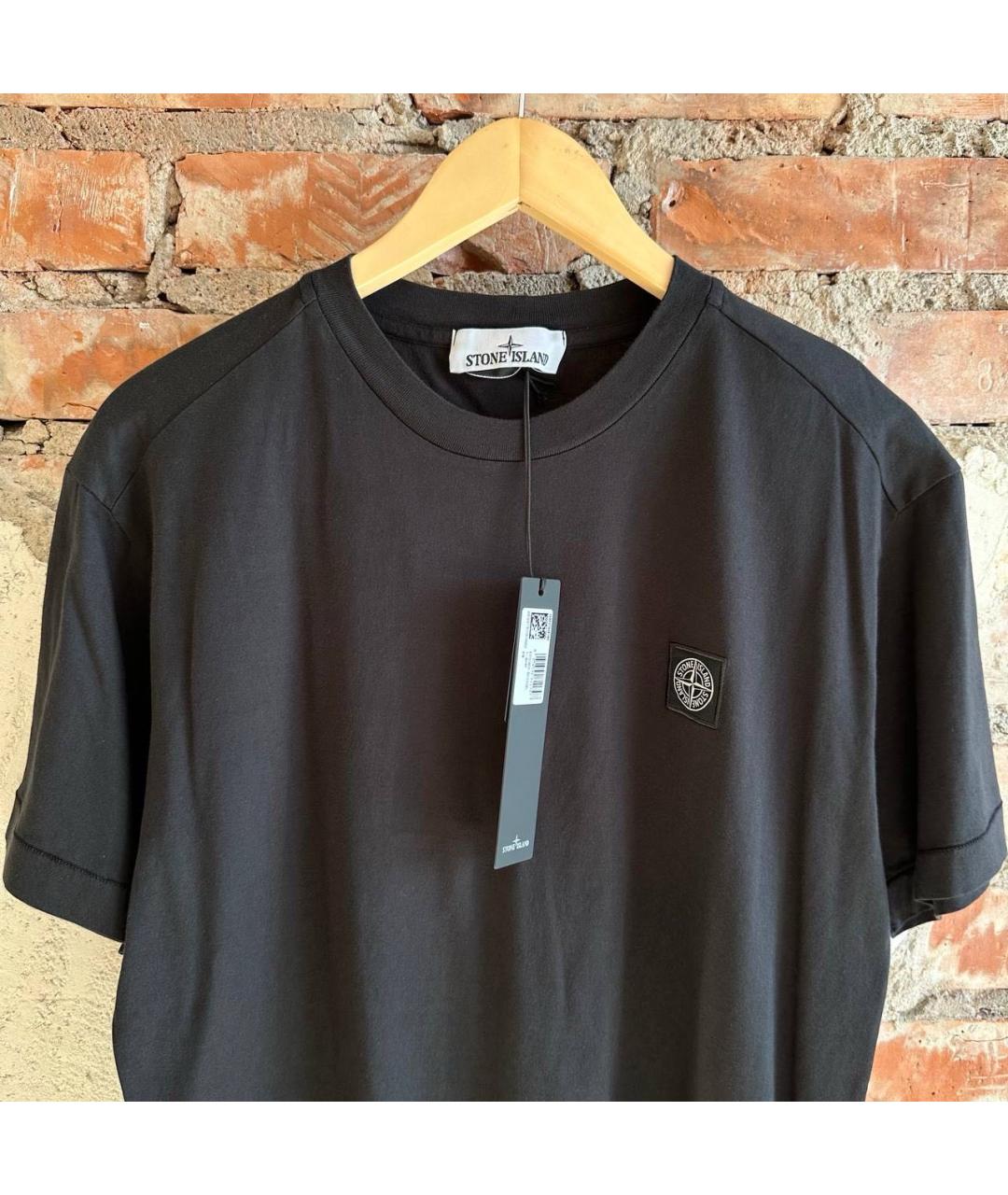 STONE ISLAND Черная хлопковая футболка, фото 3