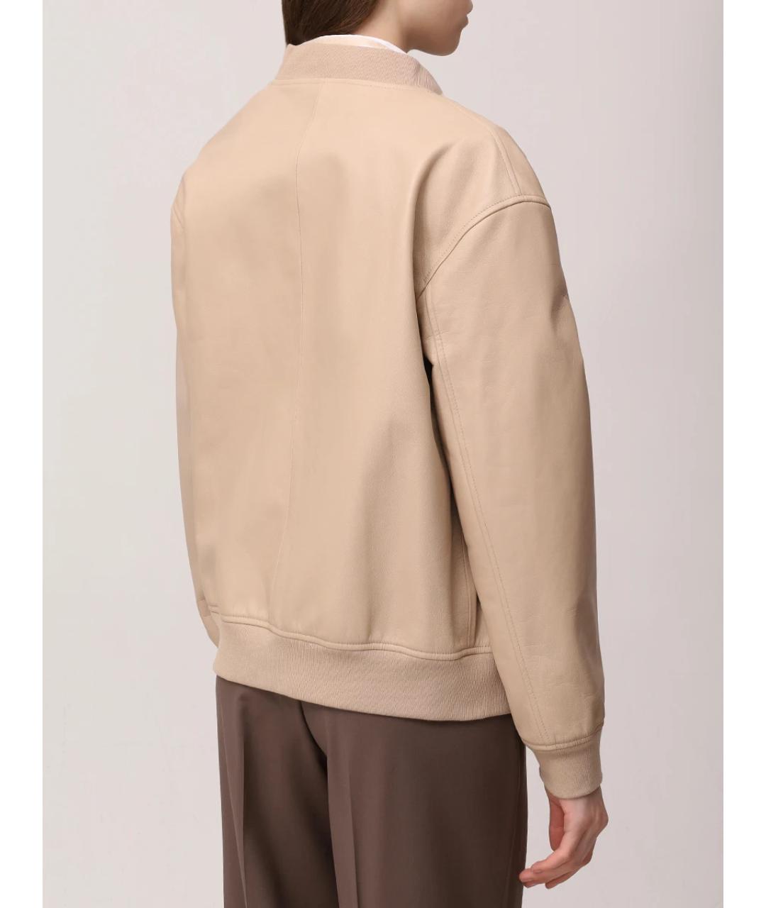 KITON Бежевая кожаная куртка, фото 3