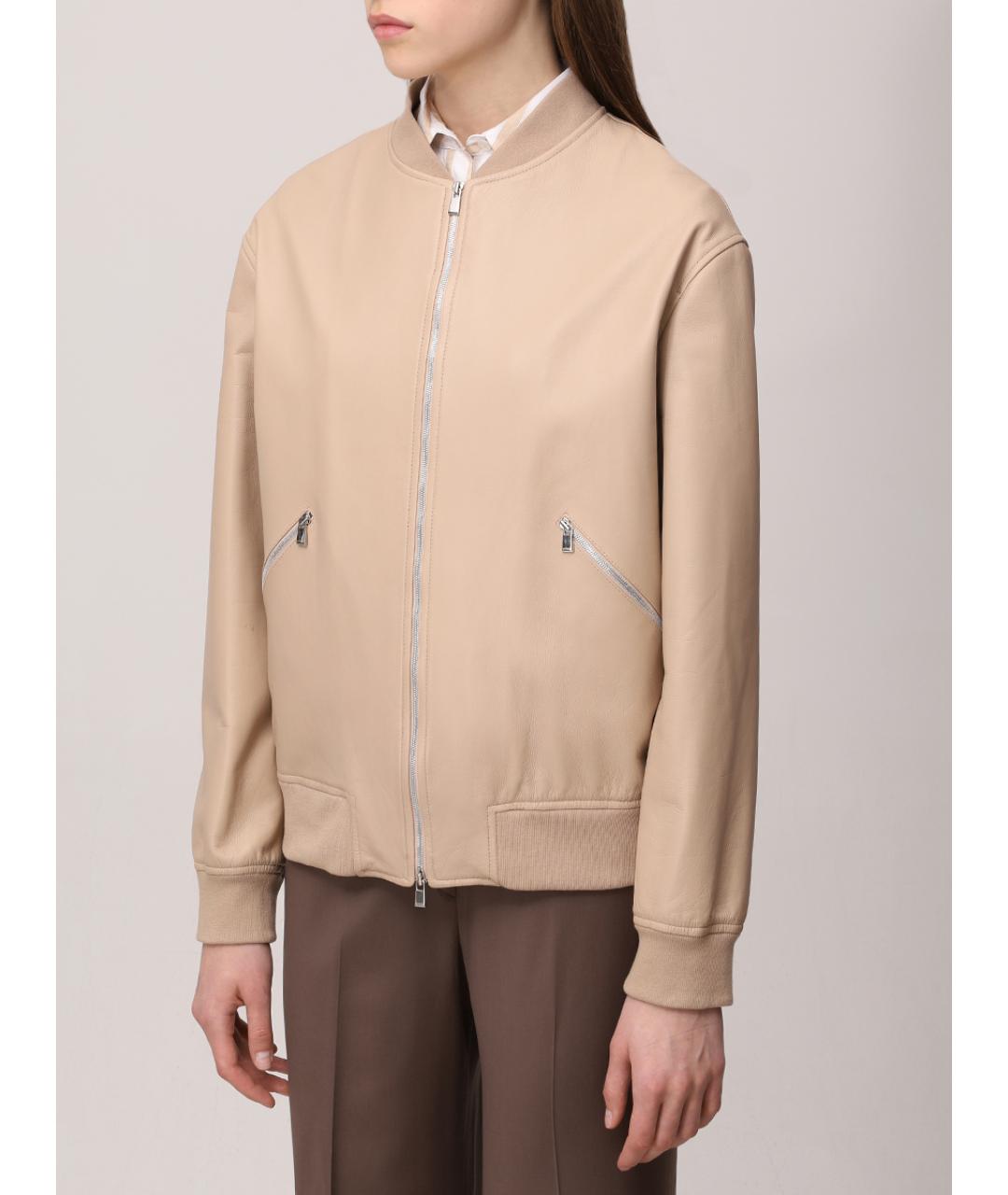 KITON Бежевая кожаная куртка, фото 4