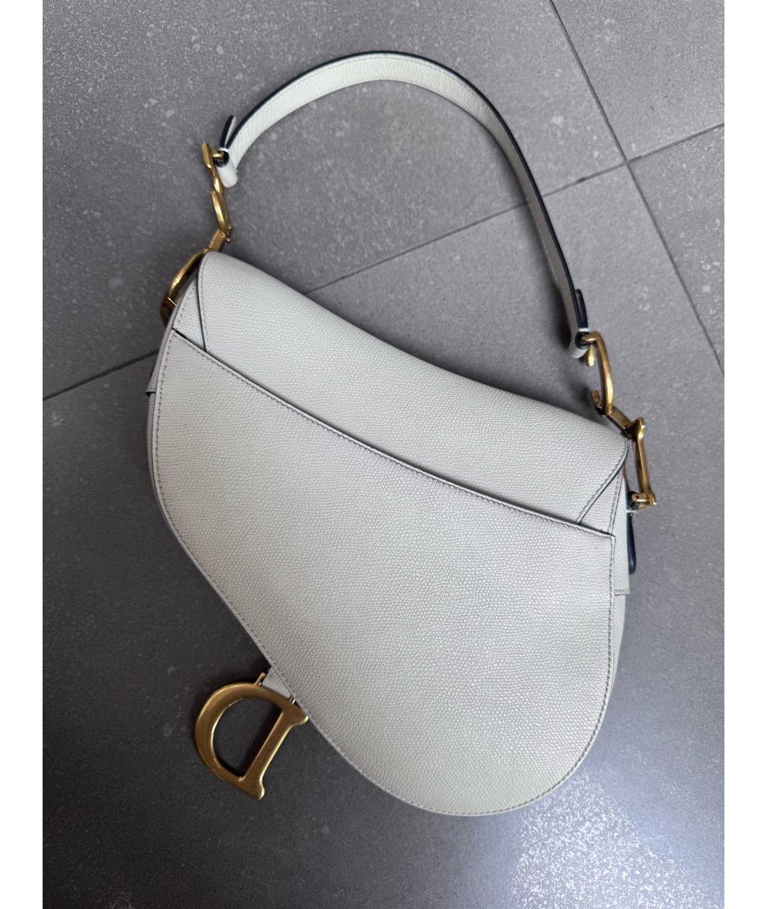 CHRISTIAN DIOR Белая кожаная сумка с короткими ручками, фото 3