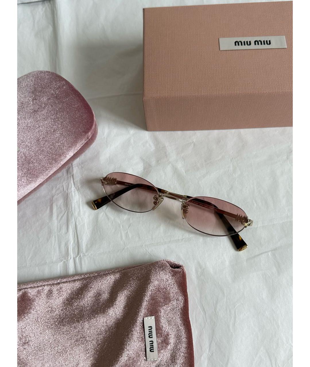 MIU MIU Розовые металлические солнцезащитные очки, фото 5