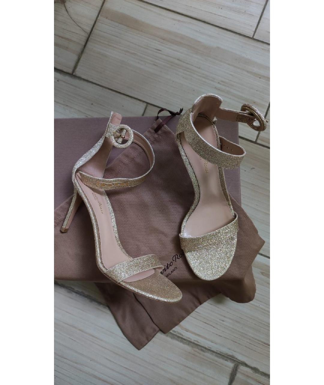 GIANVITO ROSSI Золотые босоножки, фото 3