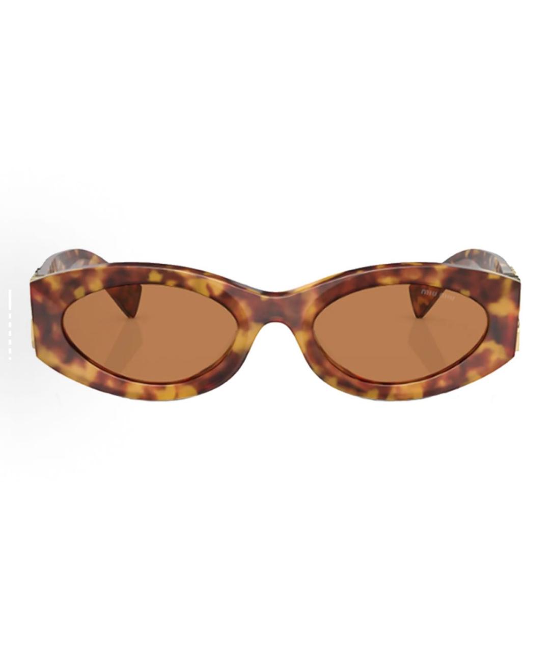 MIU MIU Коричневые пластиковые солнцезащитные очки, фото 1