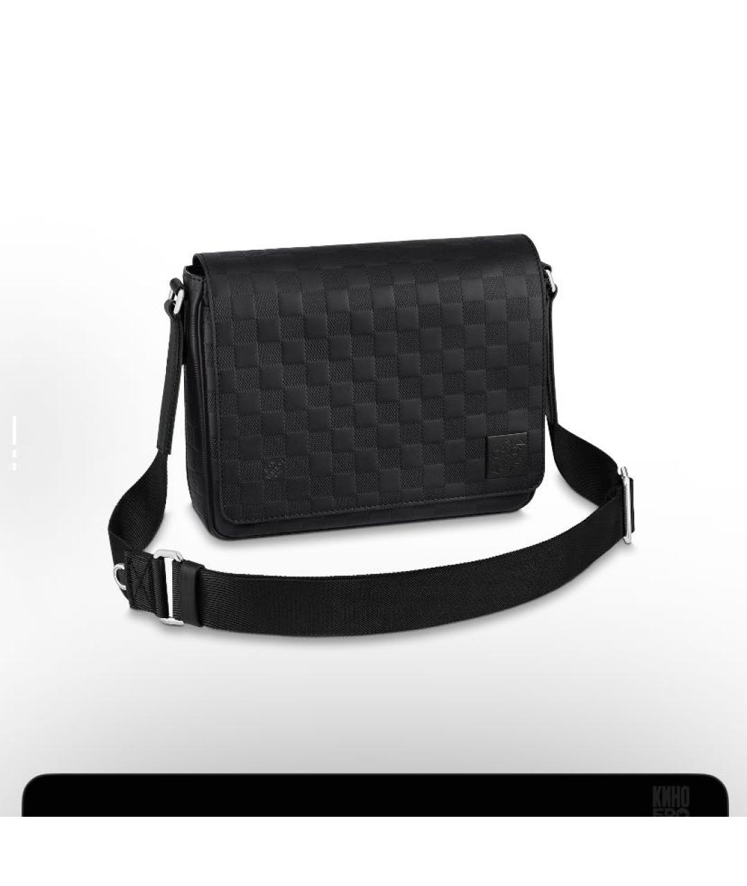 LOUIS VUITTON Черная кожаная сумка на плечо, фото 5
