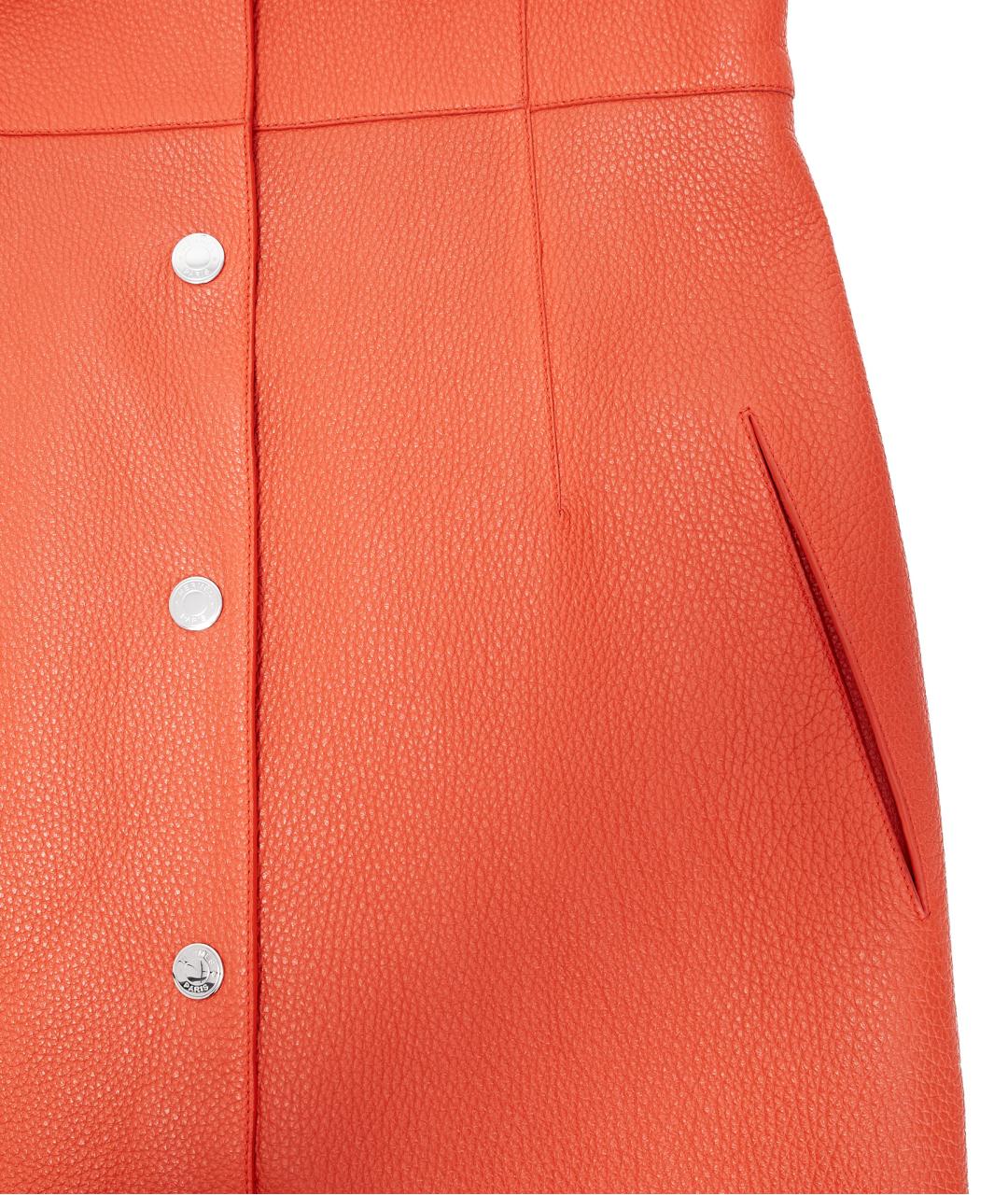 HERMES Оранжевое кожаное повседневное платье, фото 5
