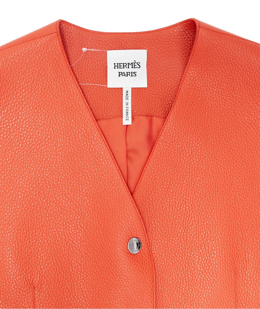HERMES Оранжевое кожаное повседневное платье, фото 4