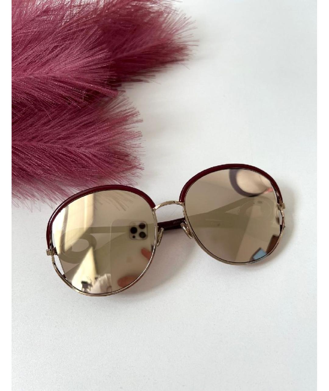 CHRISTIAN DIOR Золотые пластиковые солнцезащитные очки, фото 10