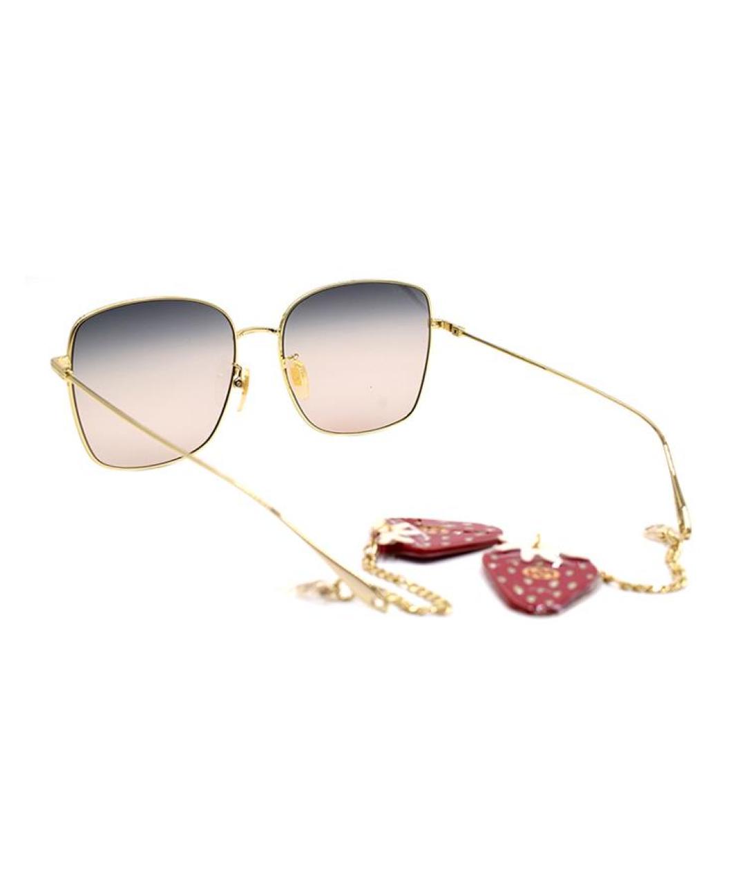 GUCCI Золотые металлические солнцезащитные очки, фото 3