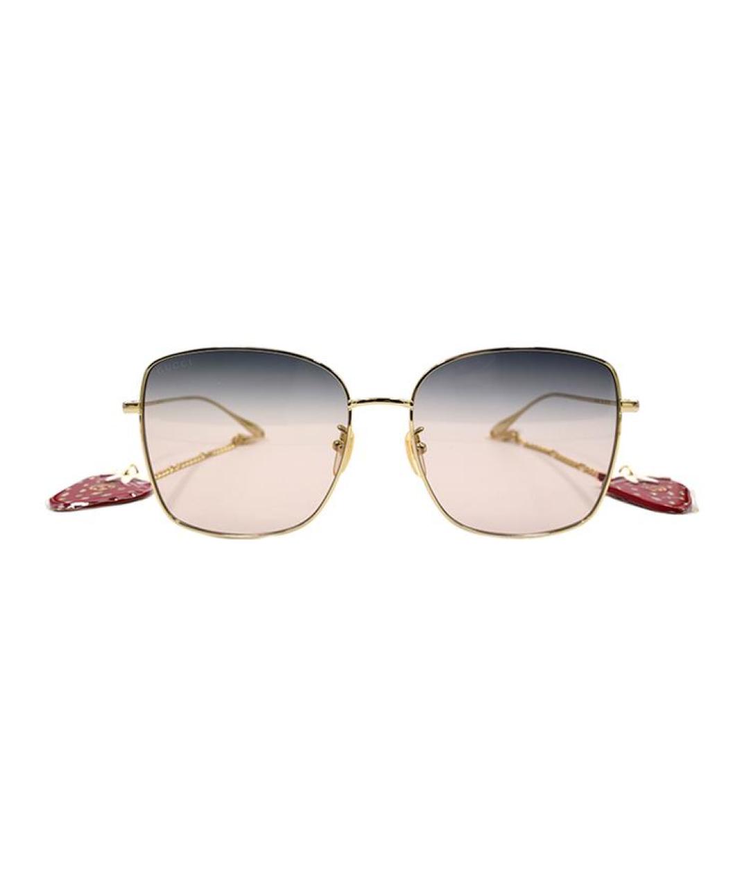GUCCI Золотые металлические солнцезащитные очки, фото 2