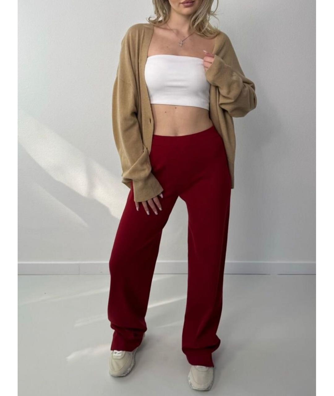 MAX MARA Красные вискозные прямые брюки, фото 7