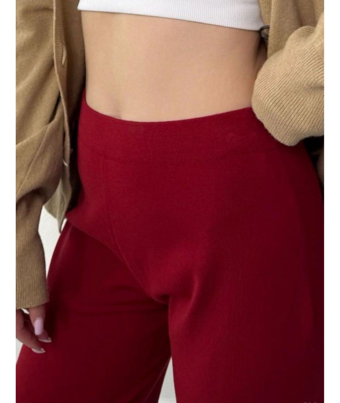 MAX MARA Красные вискозные прямые брюки, фото 5