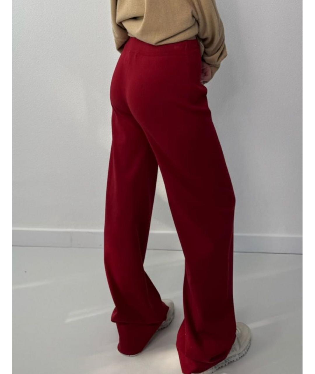 MAX MARA Красные вискозные прямые брюки, фото 2