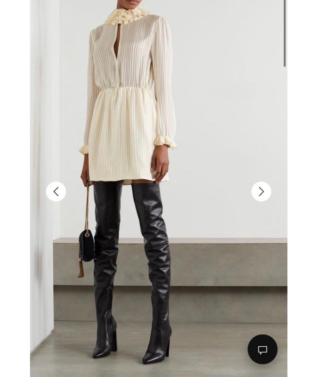 SAINT LAURENT Бежевое шелковое коктейльное платье, фото 4