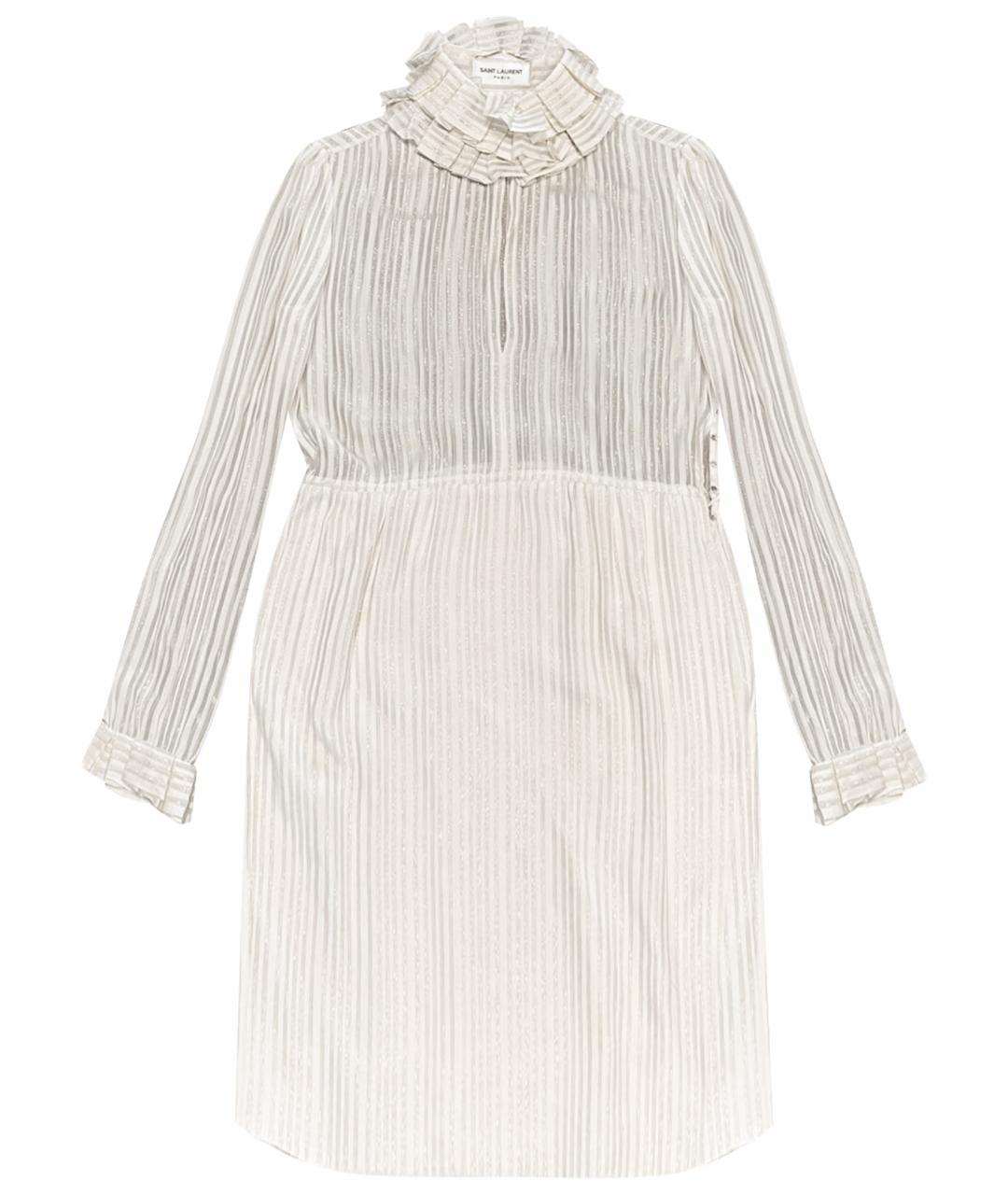 SAINT LAURENT Бежевое шелковое коктейльное платье, фото 1