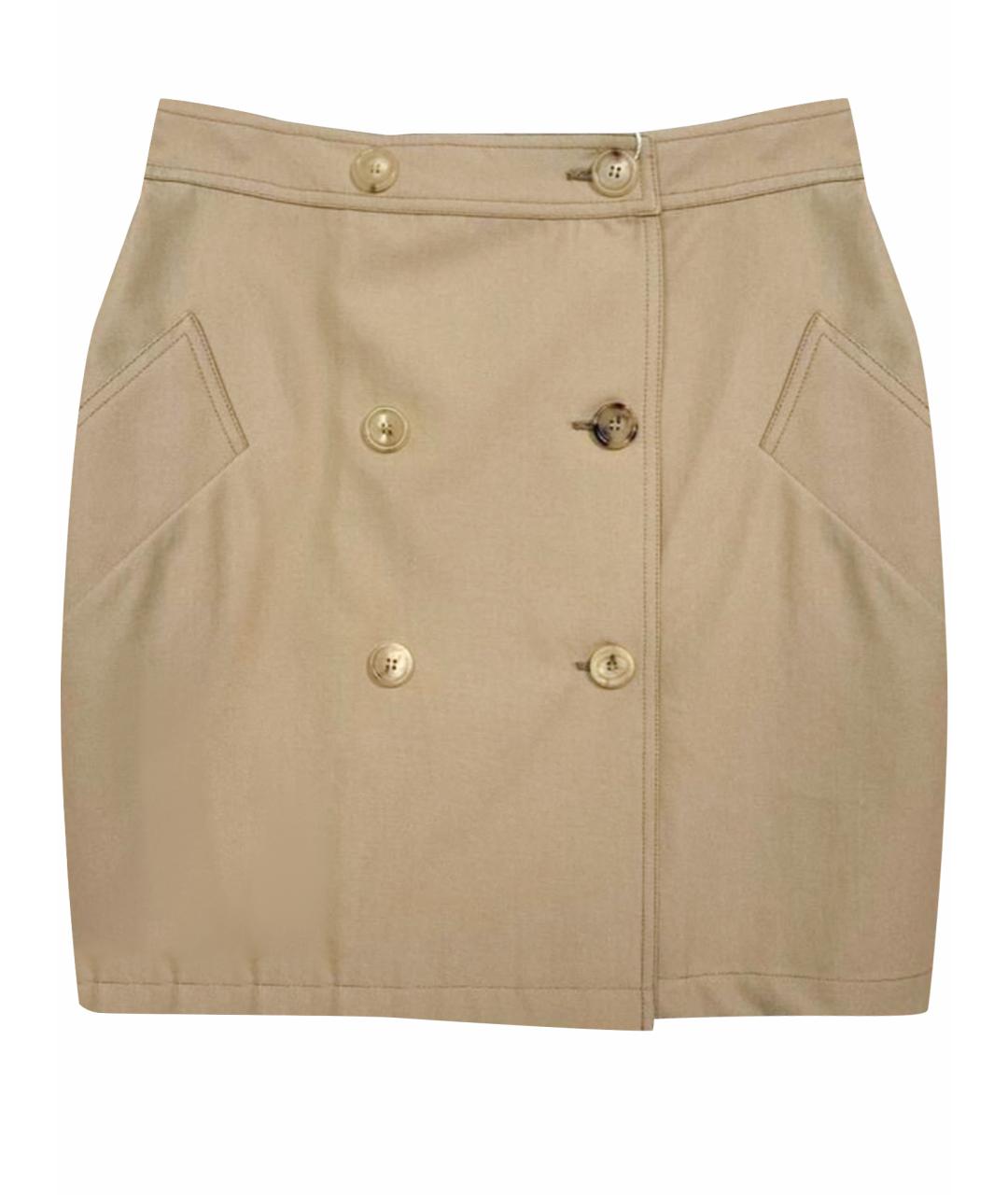 MAX MARA Бежевая хлопковая юбка мини, фото 1
