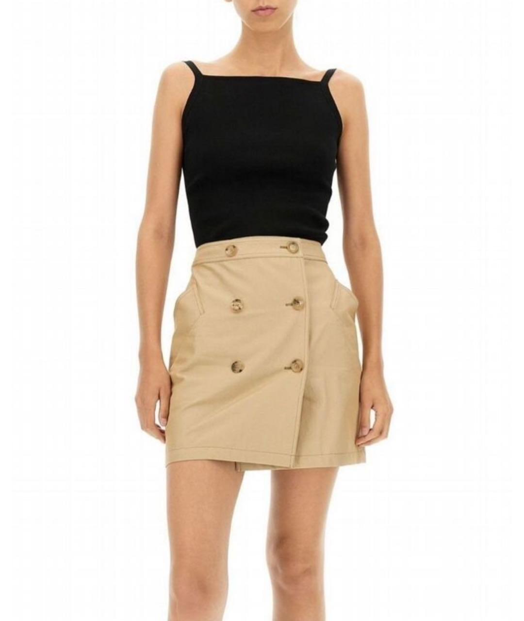 MAX MARA Бежевая хлопковая юбка мини, фото 7