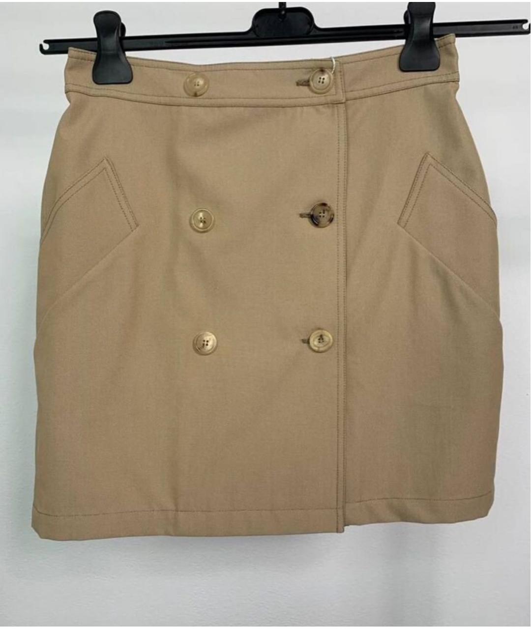 MAX MARA Бежевая хлопковая юбка мини, фото 9