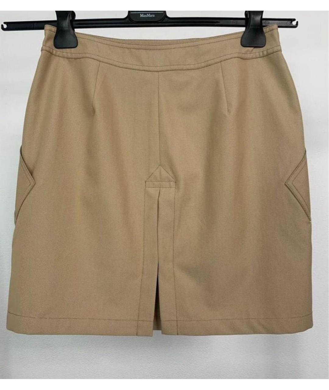 MAX MARA Бежевая хлопковая юбка мини, фото 4