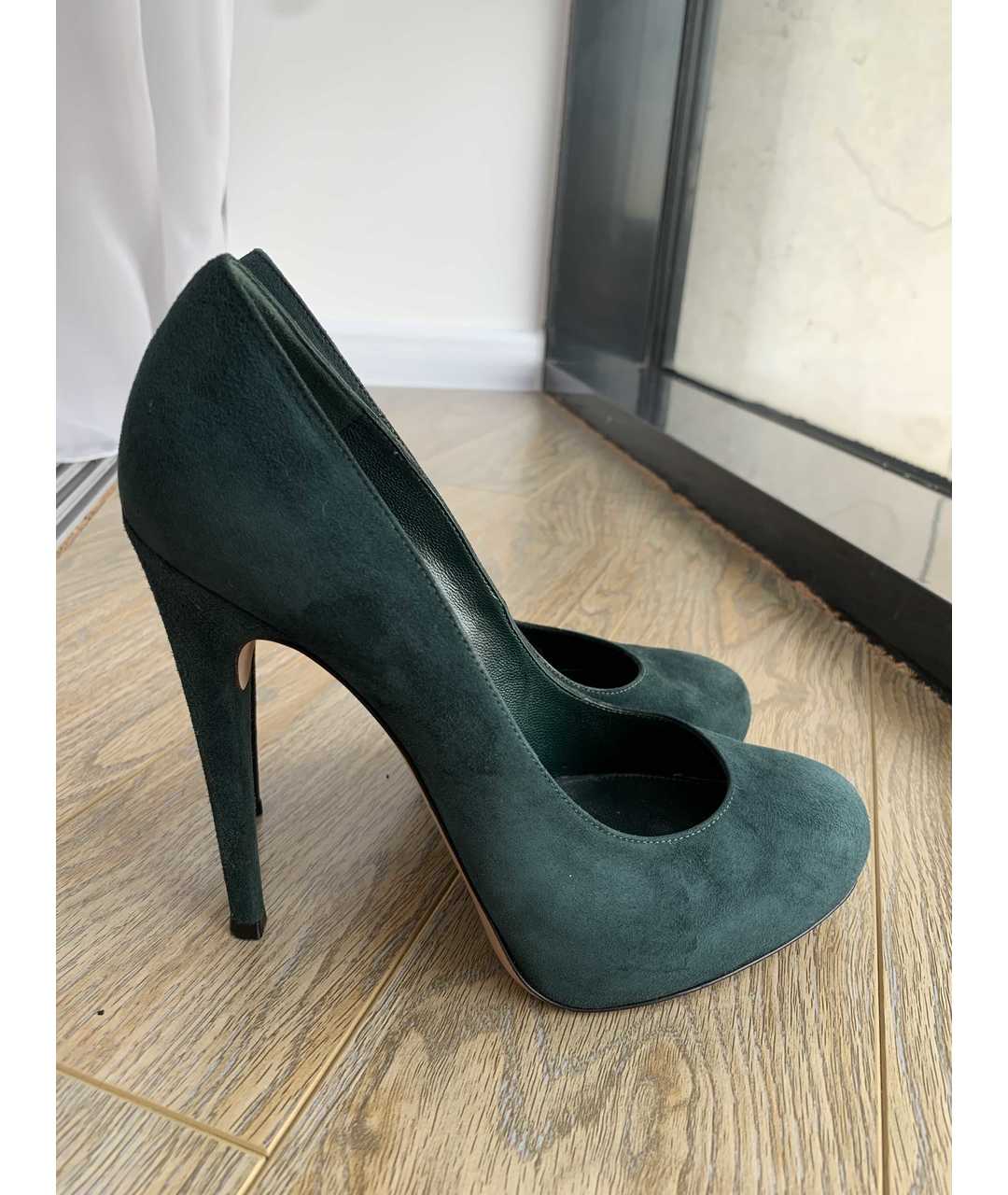 GIANVITO ROSSI Зеленые замшевые туфли, фото 7