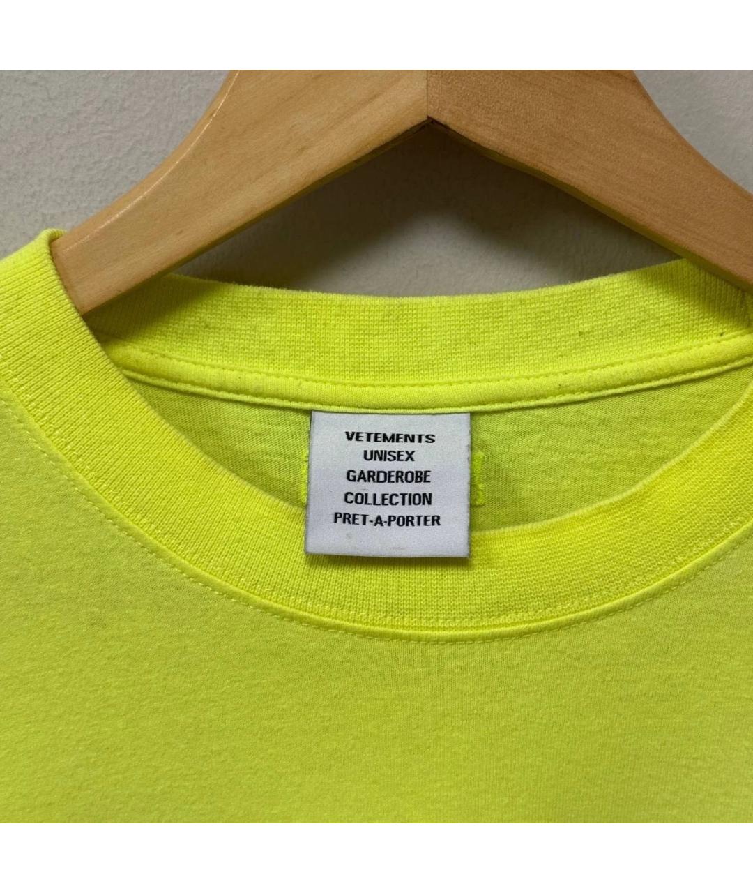 VETEMENTS Желтая хлопковая футболка, фото 5