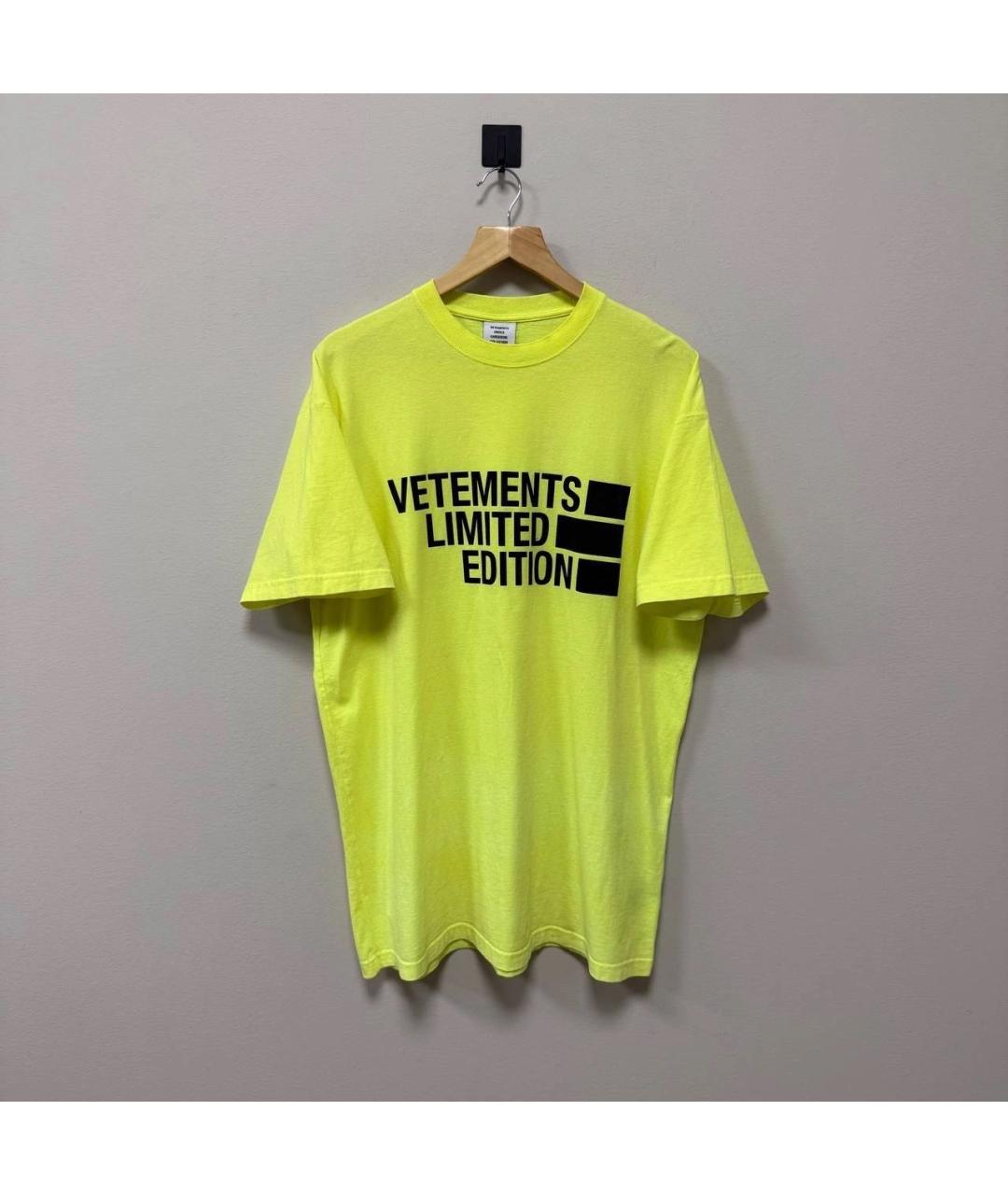 VETEMENTS Желтая хлопковая футболка, фото 8