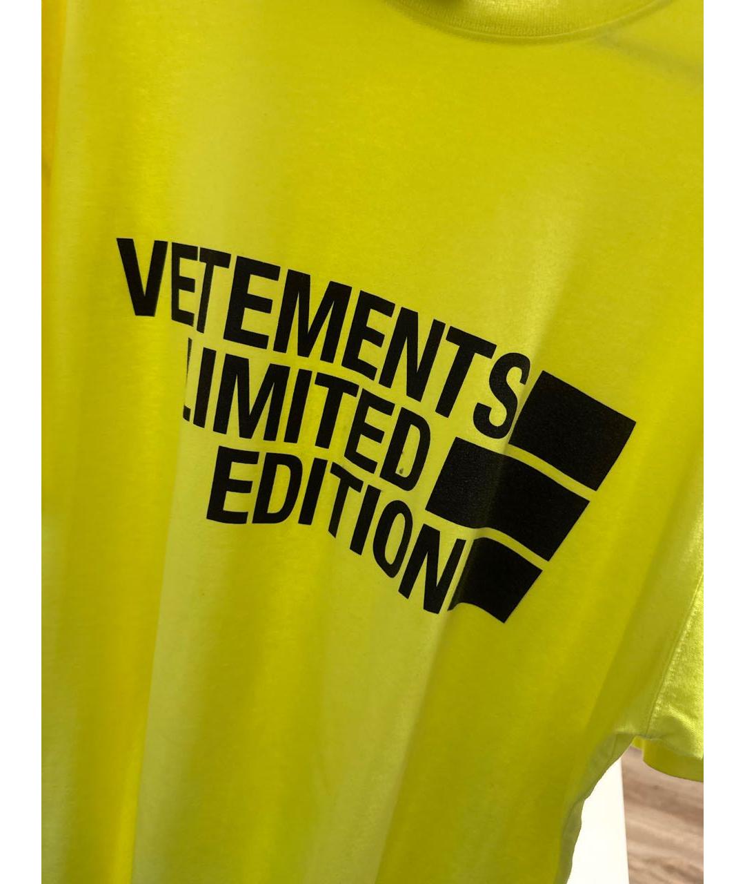 VETEMENTS Желтая хлопковая футболка, фото 7