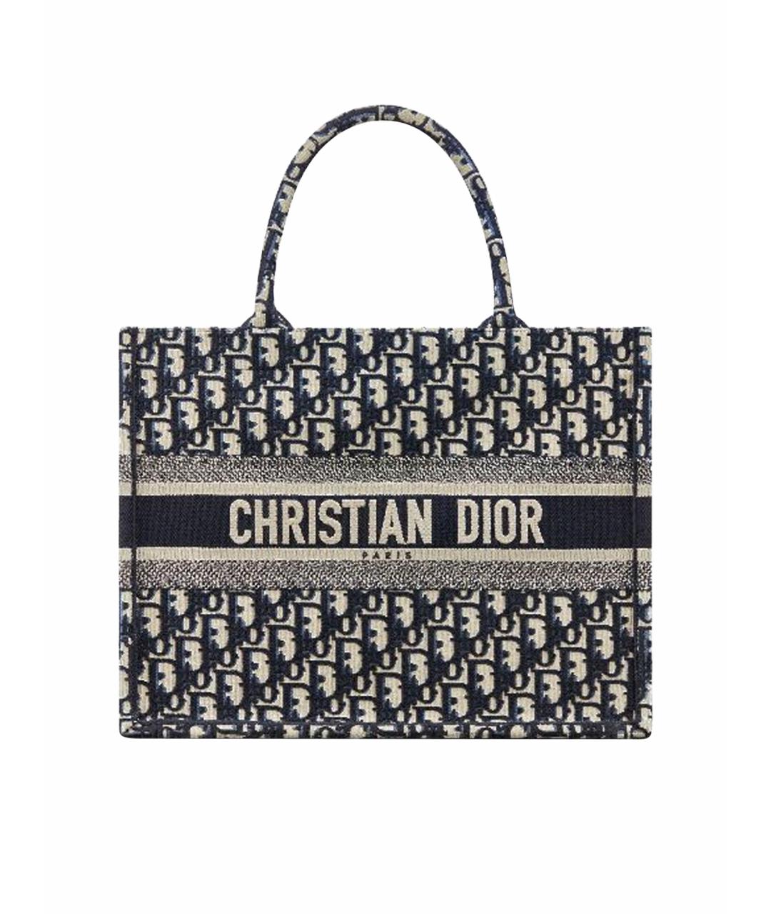 CHRISTIAN DIOR Темно-синяя жаккардовая сумка тоут, фото 1