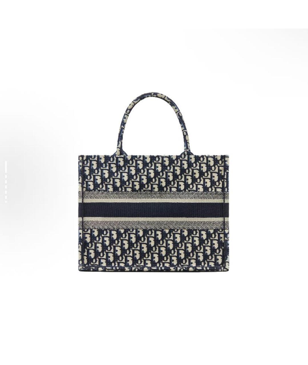 CHRISTIAN DIOR Темно-синяя жаккардовая сумка тоут, фото 3
